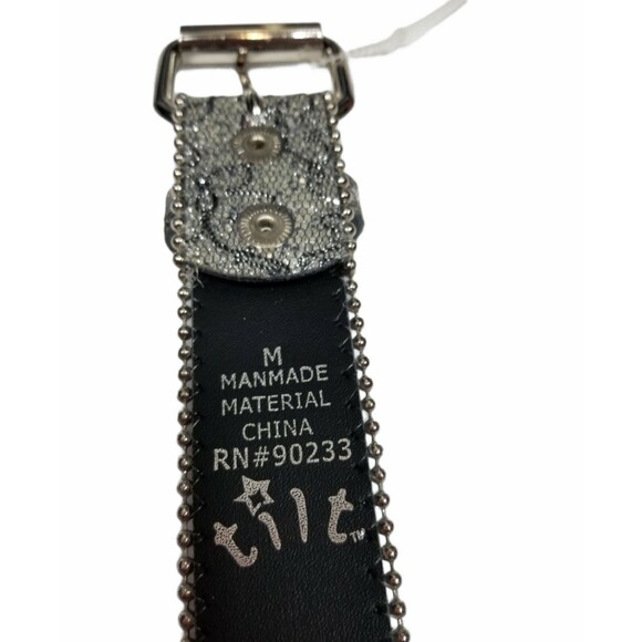 TILT Silver/Black Sparkle Bling Belt Silver Metal Buckle M - Picture 3 of 4